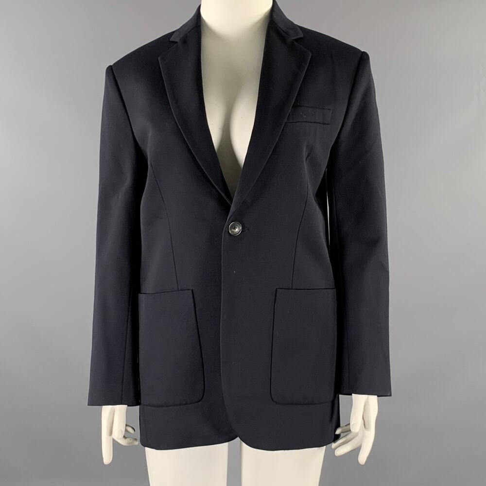 NILI LOTAN Size L Navy Wool Notch Lapel Jacket